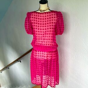 Source Unknown Hot Pink Sheer Midi Dress